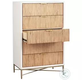 Larsen White And Natural 5 Drawer Chest