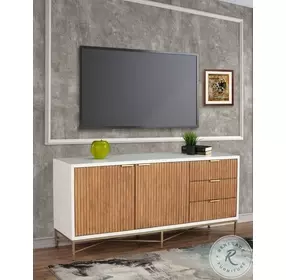 Larsen White And Natural 3 Drawer TV Stand