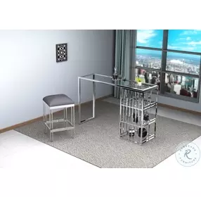 7400 Clear Glass And Polished Stainless Steel Bar