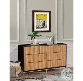 Larsen Black And Natural 7 Drawer Dresser