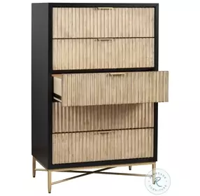 Larsen Black And Natural 5 Drawer Chest