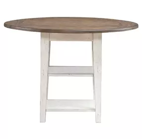 Al Fresco Graphite and Whitestone Drop Leaf Round Dining Room Set