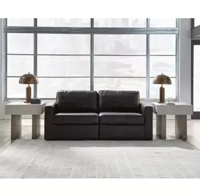 ModMax II Black Leather 2 Piece Modular 76" Loveseat