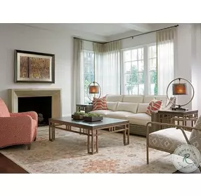 Cypress Point Stained Travertine And Bronze Montera Cocktail Table