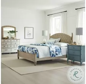 Ashbourne Ocracoke Driftwood Queen Low Poster Bed