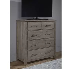 Dovetail Mystic Gray 5 Drawer Standing Dresser