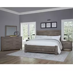 Dovetail Mystic Gray Poster Bedroom Set with Footboard