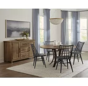 Dovetail Natural and Black Spindle Back Side Chair
