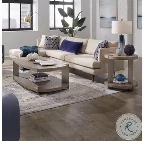 Harlow Sandstone And Satin Nickel Oval Cocktail Table