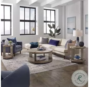 Harlow Sandstone And Satin Nickel Round End Table