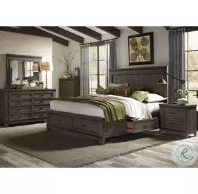 Thornwood Hills Rock Beaten Gray King Three Sided Panel Storage Bed