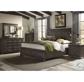 Thornwood Hills Rock Beaten Gray Queen Panel Footboard Storage Bed