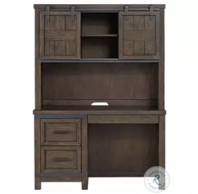 Thornwood Hills Rock Beaten Gray Student Desk with Hutch