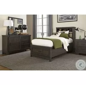 Briarwood Hills Rock Beaten Gray Twin Bookcase Storage Bed