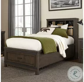 Thornwood Hills Rock Beaten Gray Youth Bookcase Storage Bedroom Set