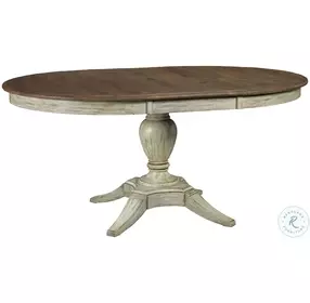 Weatherford Cornsilk And Brown Milford Extendable Round Dining Room Set