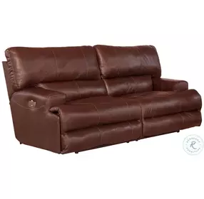Wembley Walnut Leather Lay Flat Power Reclining Living Room Set with Power Headrest And Lumbar