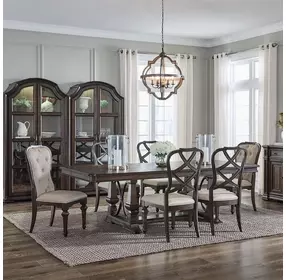 Provence Park Chateau Brown 2 Glass Door Bunching Display Cabinet Set of 2