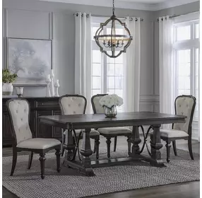 Providence Park Chateau Brown and Cream 5 Piece Extendable Trestle Base Dining Set