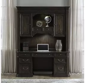 Providence Park Chateau Brown 66" Credenza and Hutch with LED