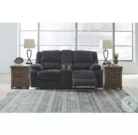 Draycoll Slate Double Power Reclining Loveseat with Console