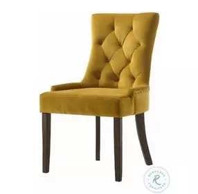 Farren Yellow Velvet and Espresso Side Chair with Nailhead Trim Set of 2