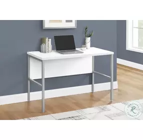7726 White And Silver 48" Computer Desk