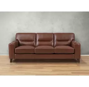 Elwyn Pecan Leather 87" Sofa