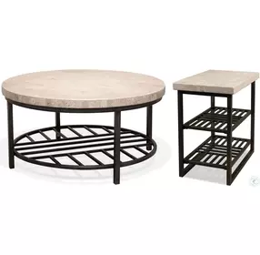 Capri Alabaster Travertine Round Cocktail Table