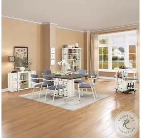 Cargo Gray Fabric and White Dining Chair Set of 2