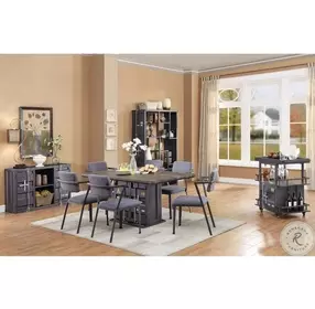 Cargo Gray Fabric and Gunmetal Dining Chair Set of 2