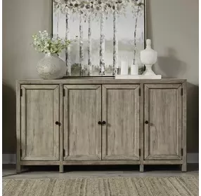 Central Place Barley Buff and White 4 Door Stone Top Accent Buffet