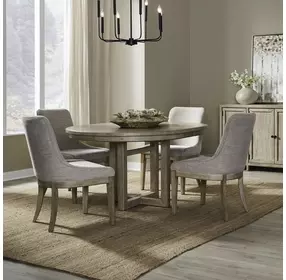 Proximity Place Barley Buff and Beige 5 Piece Extendable Pedestal Base Dining Set