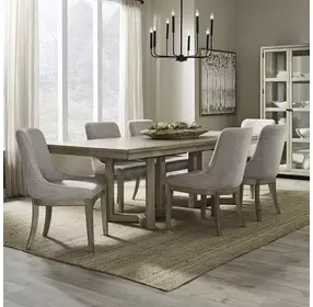 Proximity Place Barley Buff and Beige 7 Piece Extendable Double Pedestal Base Dining Set