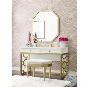 Chelsea White And Gold Vanity Desk by Rachael Ray