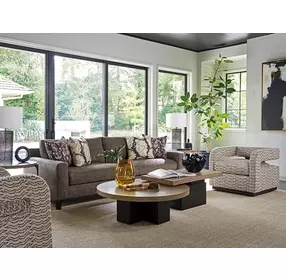 Coda Zanzibar Beige and Brown Upholstered Swivel Chair