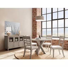 Bennett Beige Upholstered Ladder Back Side Chair Set of 2