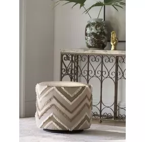 Silverado Brown Upholstered Round Waverly Swivel Ottoman