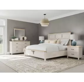 Glenndale Aged White Queen Panel Bed