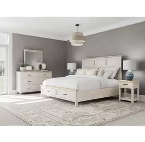 Glenndale Aged White Queen Storage Panel Bed