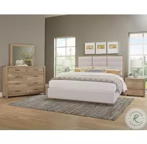 Ben And Erin Napier Bleached White And Oatmeal Upholstered King Low Profile Bed