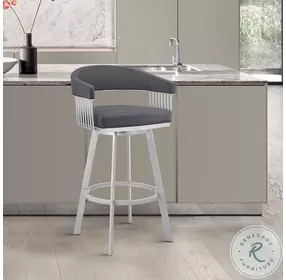 Bronson Slate Gray And Silver Swivel Bar Stool