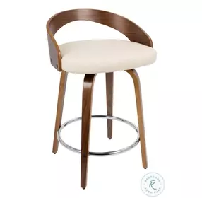 Grotto Walnut With Cream Faux Leather Swivel Counter Height Stool Set Of 2