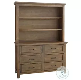 Westfield Harvest Brown Hutch and Bookcase with 3 Shelves