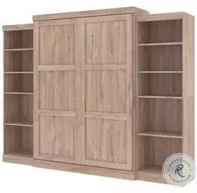 Pur Rustic Brown 115" Queen Murphy Bed and 2 Storage Units