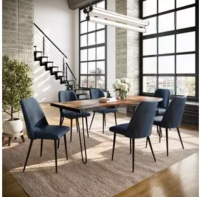 Nature's Edge Chestnut and Blueberry Upholstered 7 Piece Dining Set