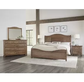 Cool Farmhouse Natural Worm King Sleigh Bed