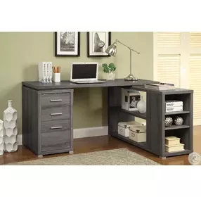 Yvette Weathered Grey L-Shape Office Desk