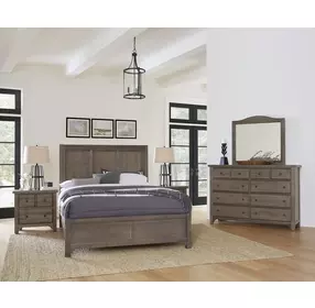 Cool Farmhouse Natural worm Gray King Panel Bed