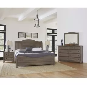 Cool Farmhouse Natural Gray King Sleigh Bed